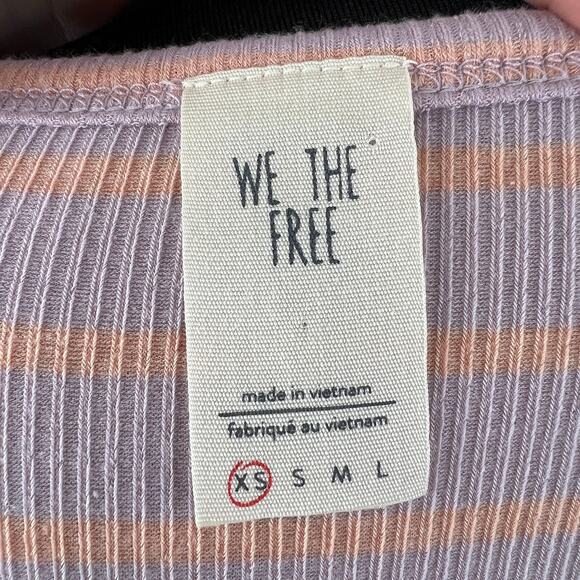 We The Free People Pink Orange Top Striped Ruffle Bell Sleeve Size X-Small XS - Picture 9 of 9